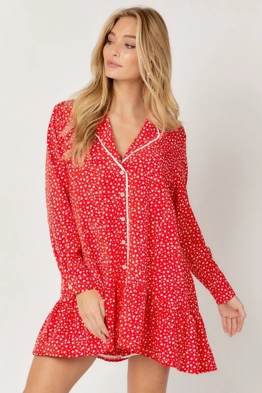 The Luxy Love PJ Set: Red Heart Pajama Robe Set